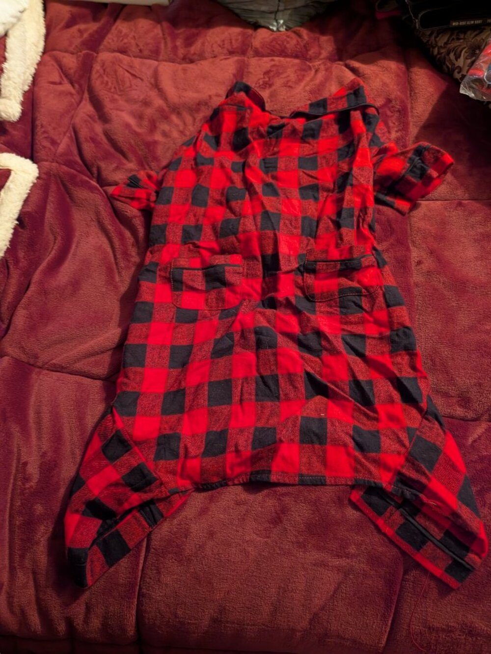 Fabdog Dog Pajama's Buffalo Check Flannel